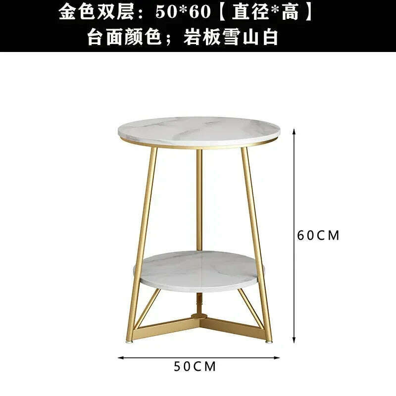 KIMLUD, Living Room Luxury Side Table Bedroom Metal Design Storage Premium Side Table Modern Iron Armoires De Salon Home Furniture, 50X60CM double-deck 2, KIMLUD APPAREL - Womens Clothes