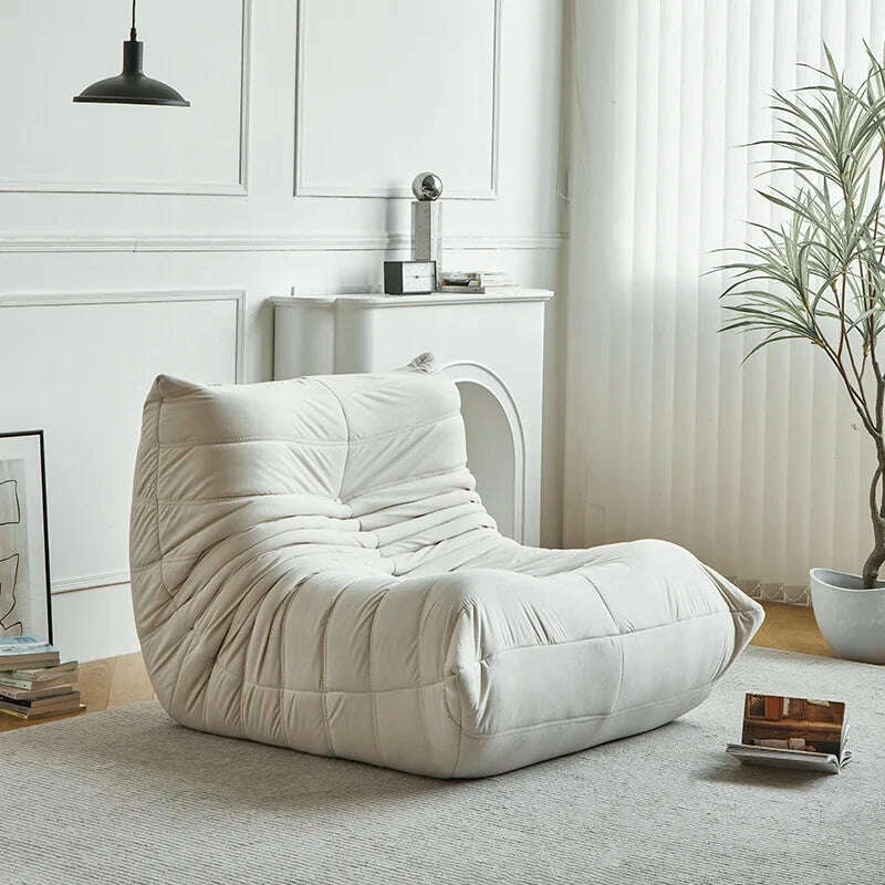 KIMLUD, Living Room Single Sofas Furniture Nordic Caterpillar Lazy Sofa Whole Sponge Single Seat Bedroom Leisure Sofa Recliner Chaises, Velvet Beige, KIMLUD APPAREL - Womens Clothes