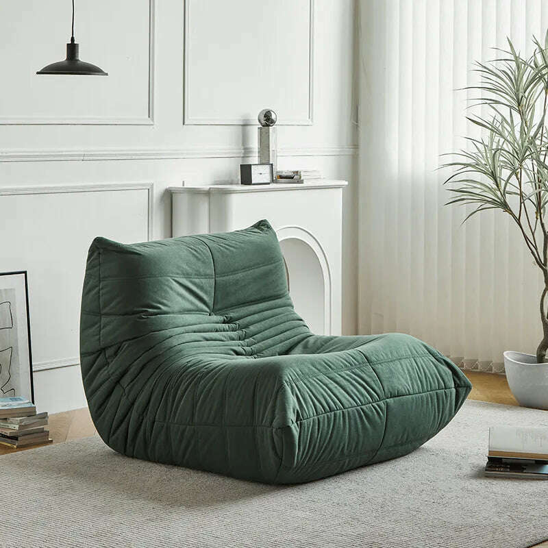 KIMLUD, Living Room Single Sofas Furniture Nordic Caterpillar Lazy Sofa Whole Sponge Single Seat Bedroom Leisure Sofa Recliner Chaises, Velvet Dark Green, KIMLUD APPAREL - Womens Clothes