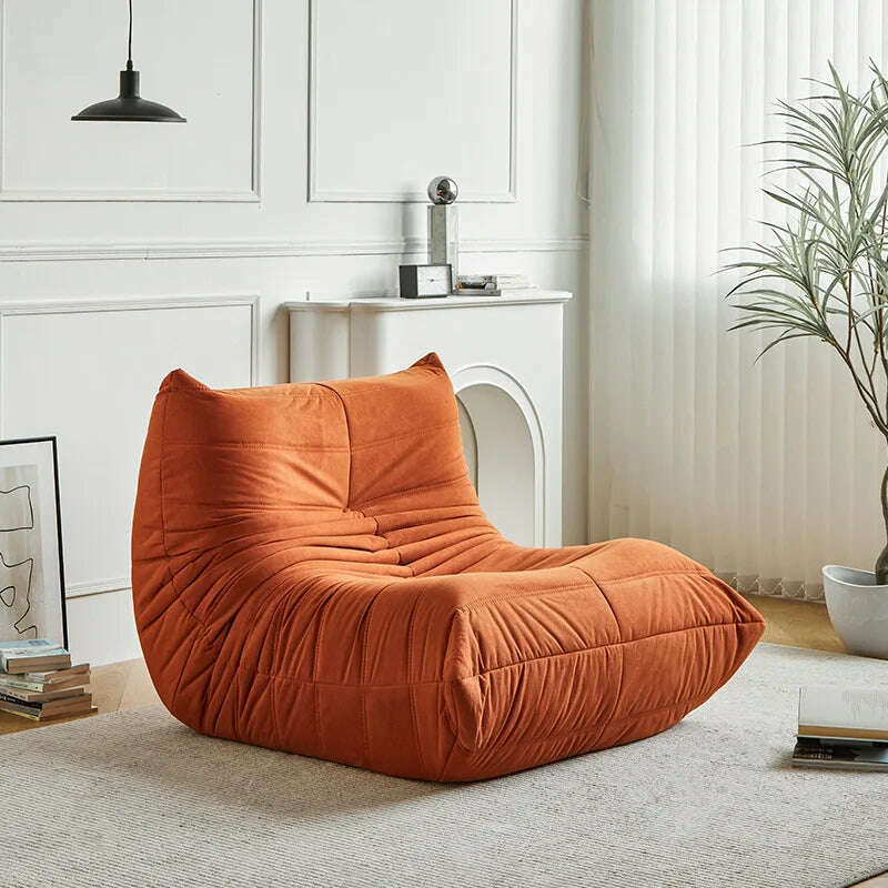 KIMLUD, Living Room Single Sofas Furniture Nordic Caterpillar Lazy Sofa Whole Sponge Single Seat Bedroom Leisure Sofa Recliner Chaises, Velvet Orange, KIMLUD APPAREL - Womens Clothes