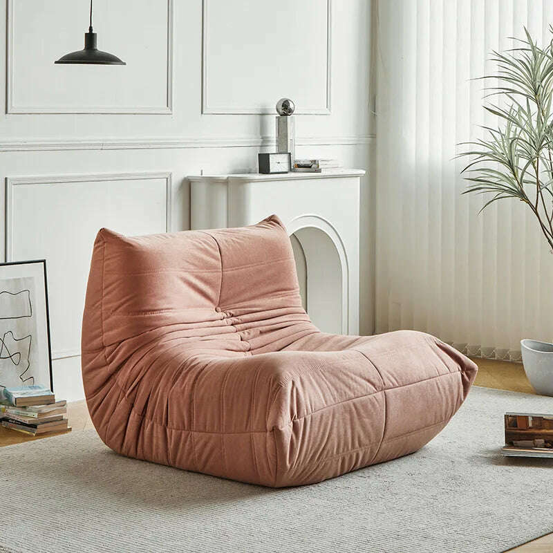 KIMLUD, Living Room Single Sofas Furniture Nordic Caterpillar Lazy Sofa Whole Sponge Single Seat Bedroom Leisure Sofa Recliner Chaises, Velvet pink, KIMLUD APPAREL - Womens Clothes