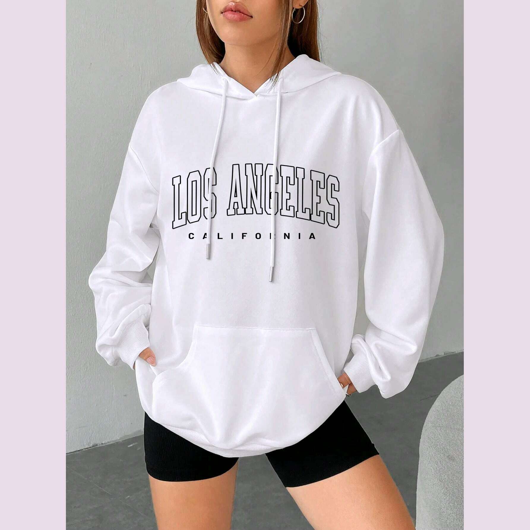 KIMLUD, Los Angeles Art Letter Design Women Streetwear American Style Fashion Sweatshirt Autumn Hip Hop Female Hoodies Casual Fleece Top, White / S, KIMLUD APPAREL - Womens Clothes