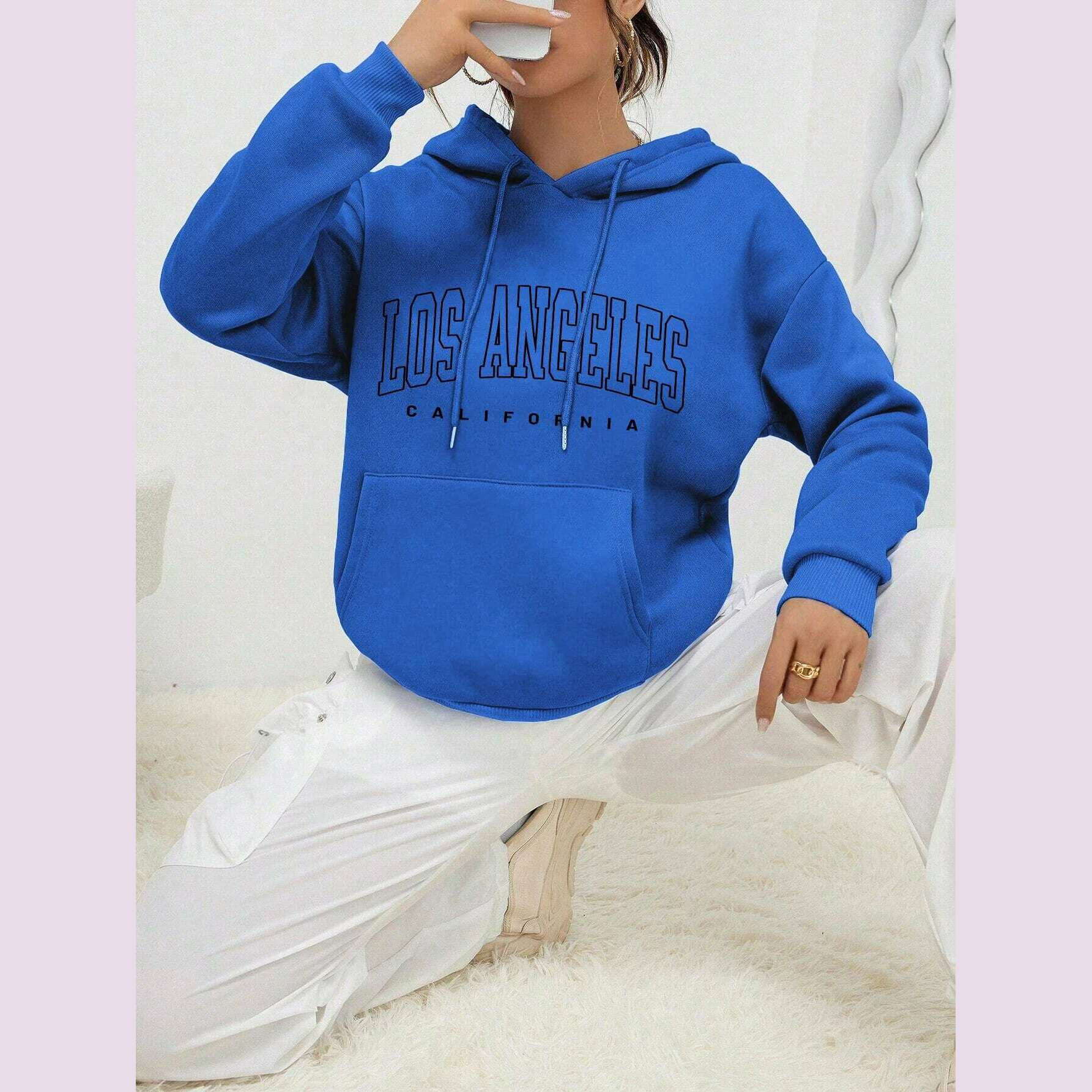 KIMLUD, Los Angeles Art Letter Design Women Streetwear American Style Fashion Sweatshirt Autumn Hip Hop Female Hoodies Casual Fleece Top, Blue1 / S, KIMLUD APPAREL - Womens Clothes