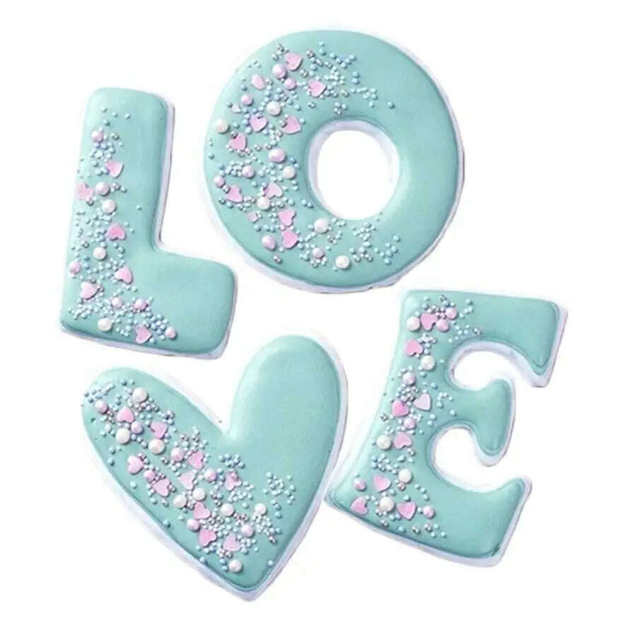 LOVE Letter Shape Forms For Biscuit Mold Lover Series Design Stainless Steel Cookie Cutter Bakeware Pastry Confectionery Tools - KIMLUD