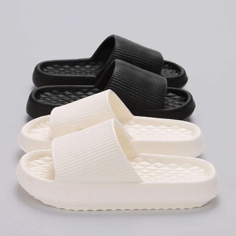 Lucyever 2024 Summer Non-slip Soft Cloud Slippers Women Comfy Eva Thick Platform Slides Woman Couple Bathroom Home Flip Flops 45 - KIMLUD