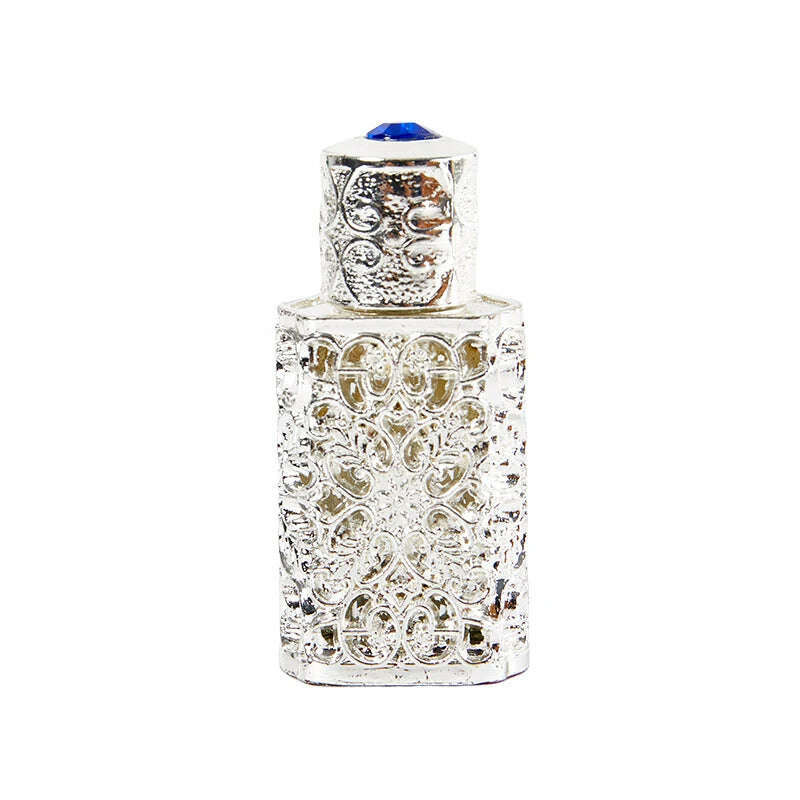 KIMLUD, Luxury 3ml Mini Antiqued Perfume Refillable Bottle Arab Style Essential Oils Atomizer Perfume Spray Bottle, Silver, KIMLUD APPAREL - Womens Clothes