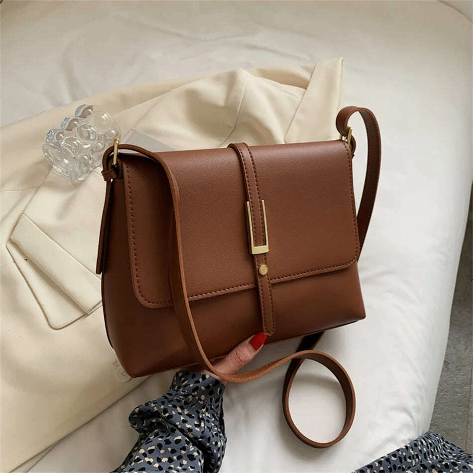 KIMLUD, Luxury Designer Handbags Purses Women Fashion Shoulder Bags High Quality Leather Crossbody Messenger Bags for Female Sac A Main, Brown, KIMLUD APPAREL - Womens Clothes