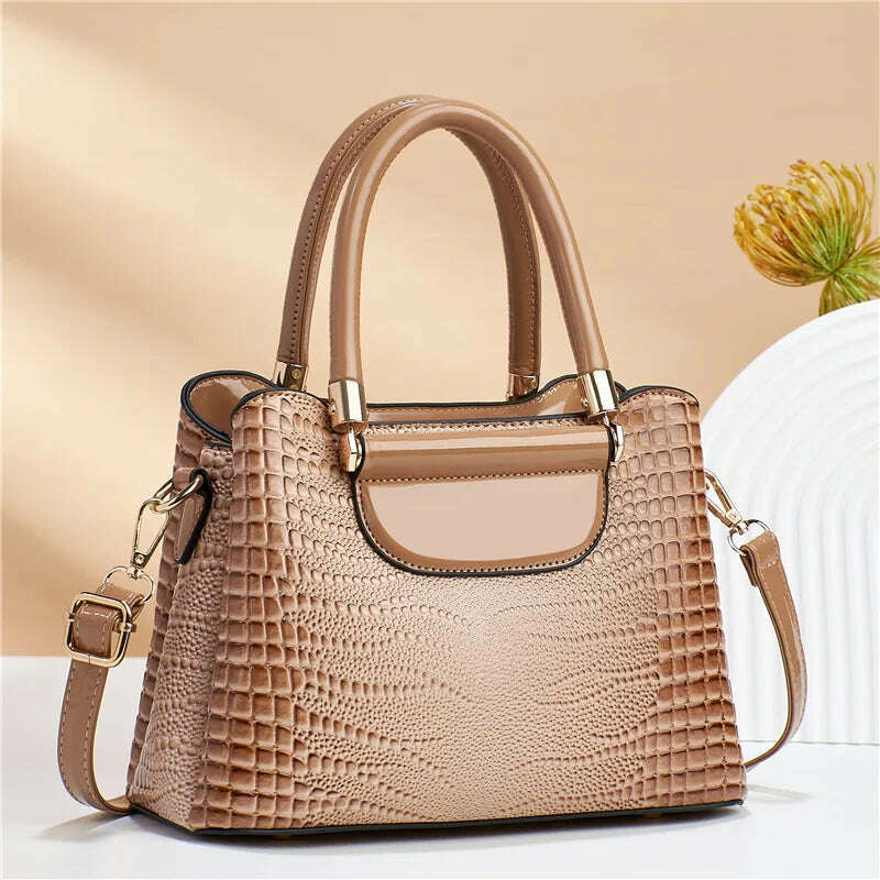 KIMLUD, Luxury Fashion Commuting Single-Shoulder Crossbody Bag Crocodile Pattern Leather Women's Handbags Retro Casual Storage Satchel, KIMLUD Womens Clothes