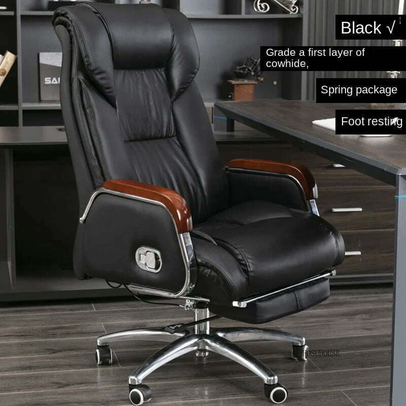 KIMLUD, Luxury High Back Office Chairs with Massage Comfortable Ergonomic Recliner Home Office Boss Chairs High-end Lifting Swivel Chair, black-B, KIMLUD APPAREL - Womens Clothes