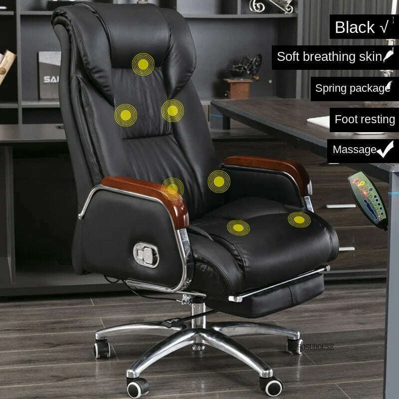 KIMLUD, Luxury High Back Office Chairs with Massage Comfortable Ergonomic Recliner Home Office Boss Chairs High-end Lifting Swivel Chair, black-massage-C, KIMLUD APPAREL - Womens Clothes