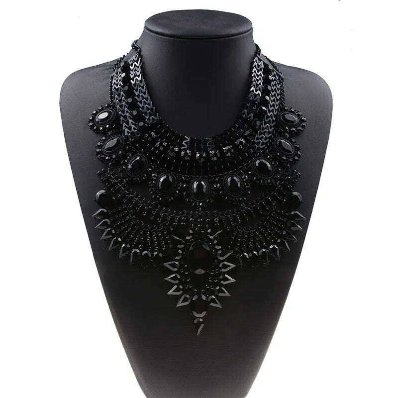 KIMLUD, Luxury Maxi Metal Necklaces Vintage Crystal Choker Party Statement Female Punk Necklace Fashion Wholesale Women Jewelry, KIMLUD Womens Clothes