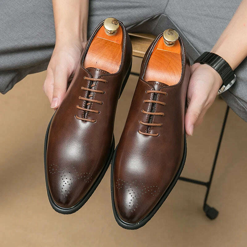 KIMLUD, Luxury Mens Leather Shoes High Quality Men's Shoes Fashion Oxford Wedding Men Dress Leather Shoes 2024 Gentleman Office Man Shoe, KIMLUD Womens Clothes