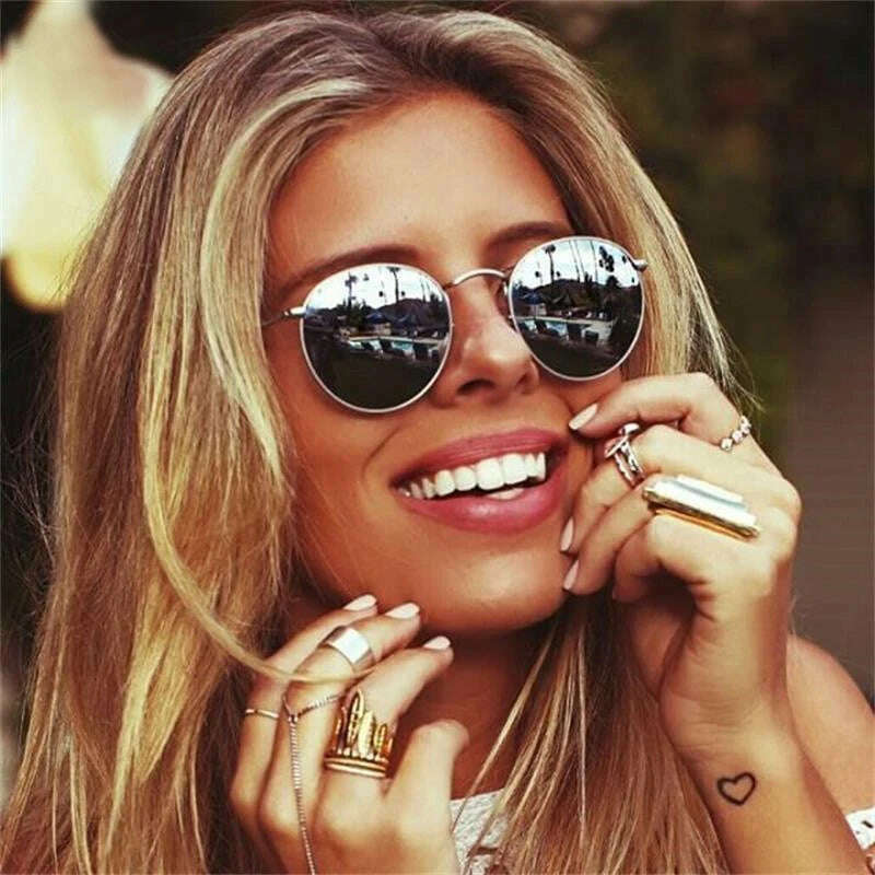 KIMLUD, Luxury Mirror Sunglasses Women/Men Brand Designer Lady Classic Round Sun Glasses UV400 Outdoor Oculos De Sol Gafas, KIMLUD Womens Clothes