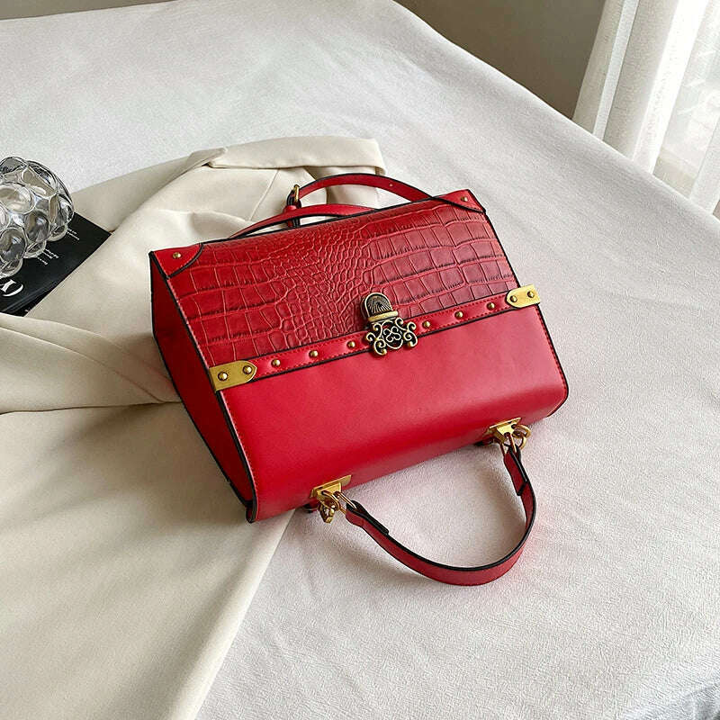 Luxury Purple Handbag Classic Women Bag 2024 New Designer Shoulder Bag High Quality Solid Pu Leather Crossbody Small Square Bag - KIMLUD