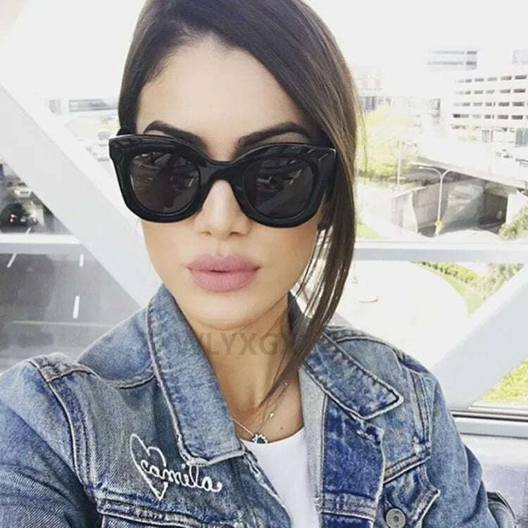 Luxury Rectangle sunglasses women brand designer retro cat eye sun glasses Female Eyewear UV400 oculos - KIMLUD