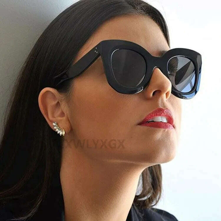 KIMLUD, Luxury Rectangle sunglasses women brand designer retro  cat eye sun glasses Female Eyewear UV400 oculos, KIMLUD Womens Clothes