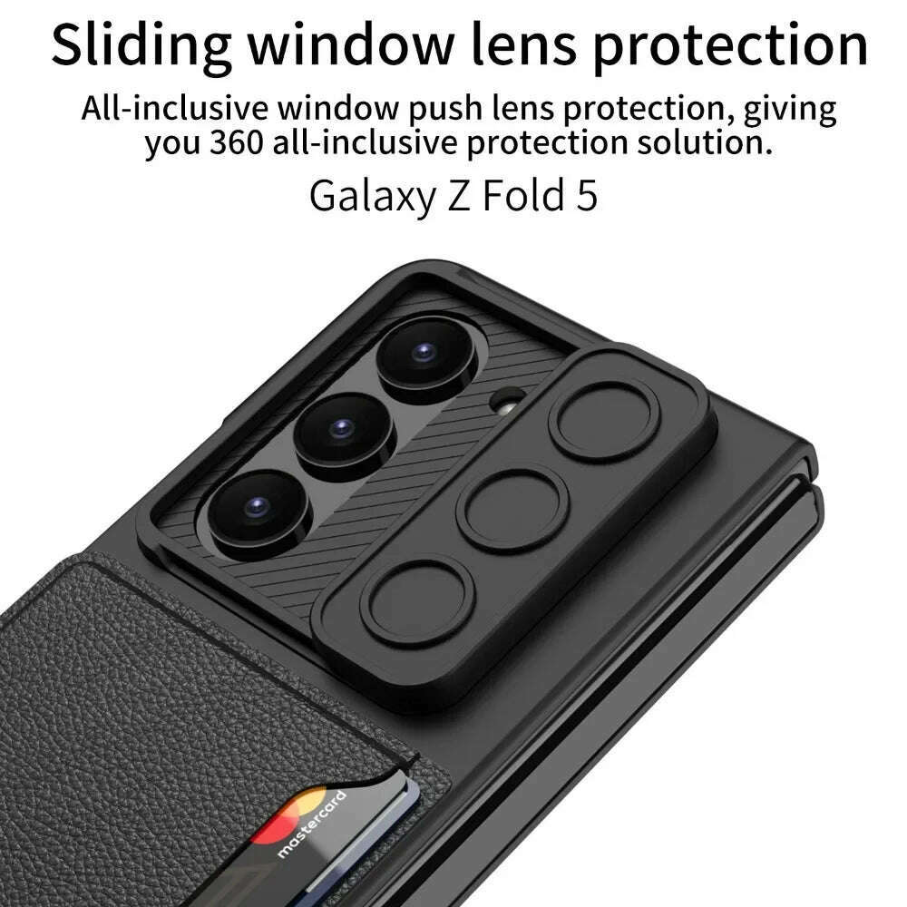 KIMLUD, Luxury Slide Window Case for Samsung Galaxy Z Fold 6 5 Z Fold6 5G Case with Card Holder Lightweight HD Tempered Glass Cover, KIMLUD Womens Clothes