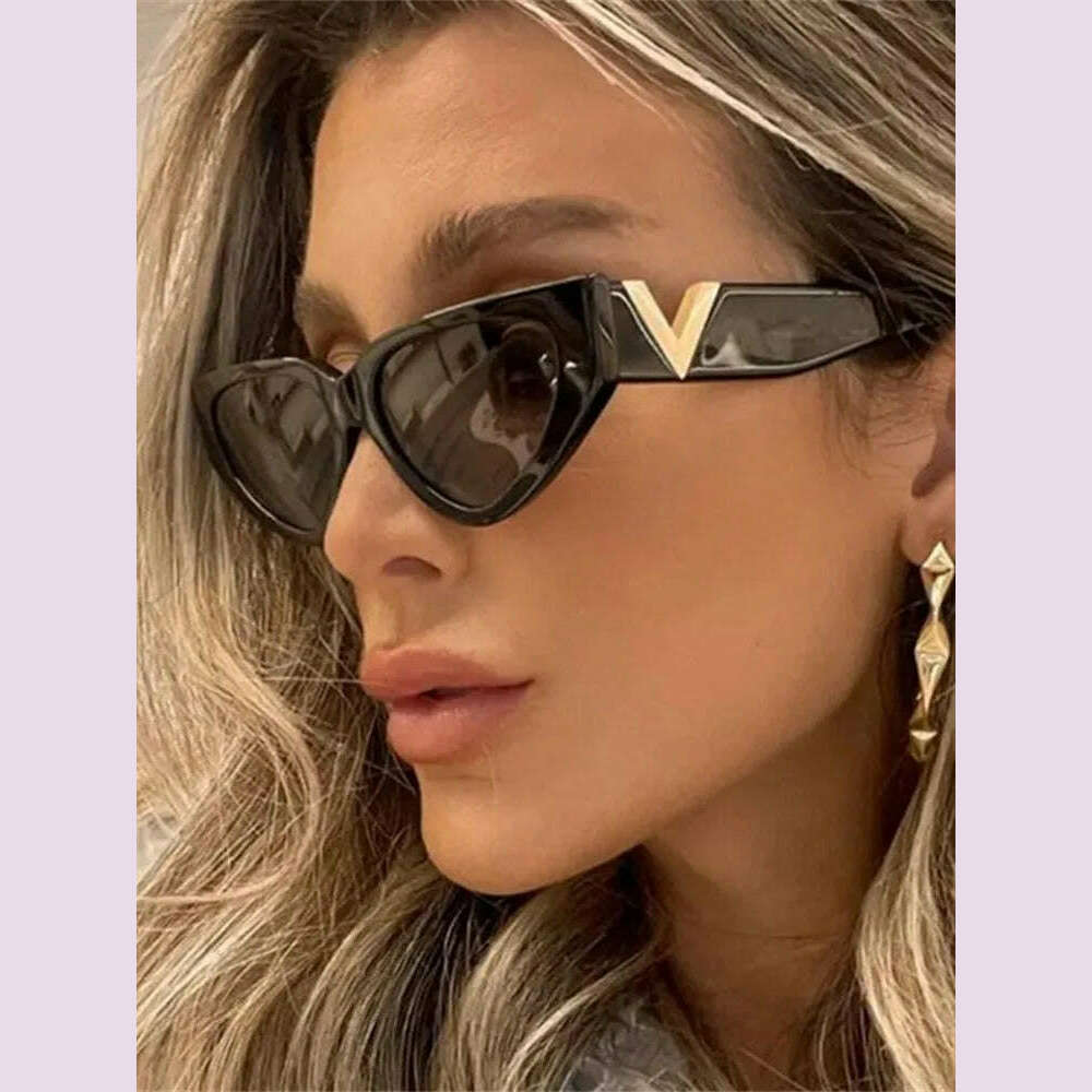 KIMLUD, Luxury Vintage Cat Eyt Sunglasses Women 2023 Fashion V Brand Designer Cateye Sun Glasses Female Eyewear UV400 Gafas De Sol Mujer, KIMLUD Womens Clothes