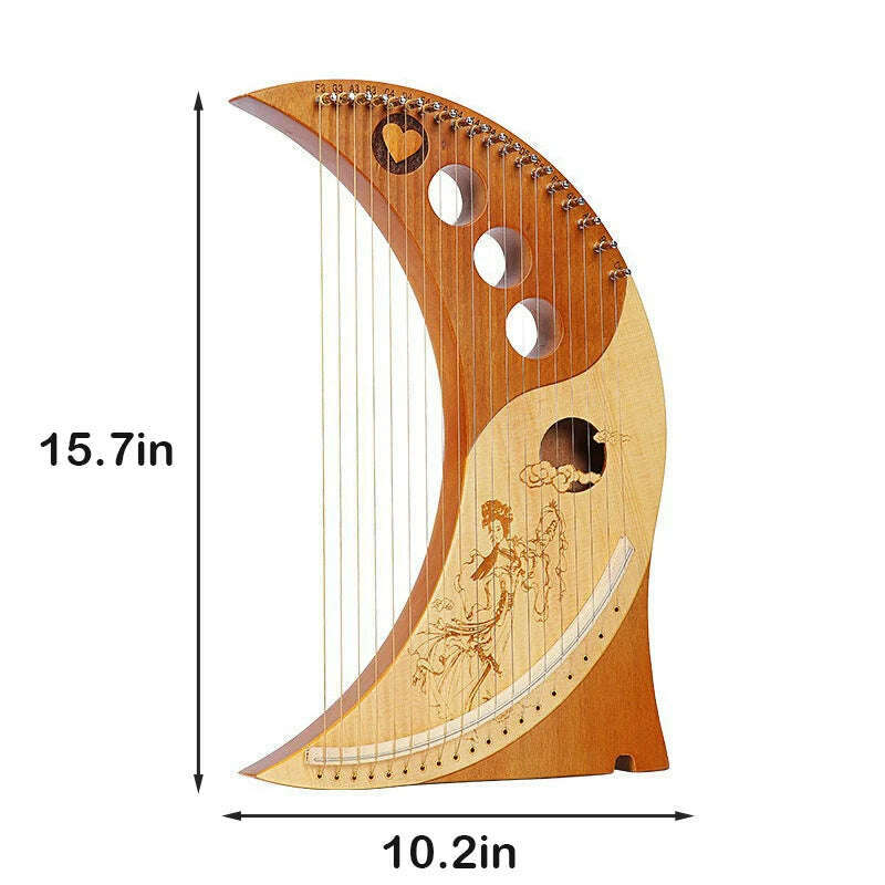 KIMLUD, Lyre Harp 10/16/19/21/24 Strings Piano Harp Lyre Harp Mahogany Stringed Musical Instrument With Tuning Wrench Spare Strings, 19 strings 7, KIMLUD APPAREL - Womens Clothes