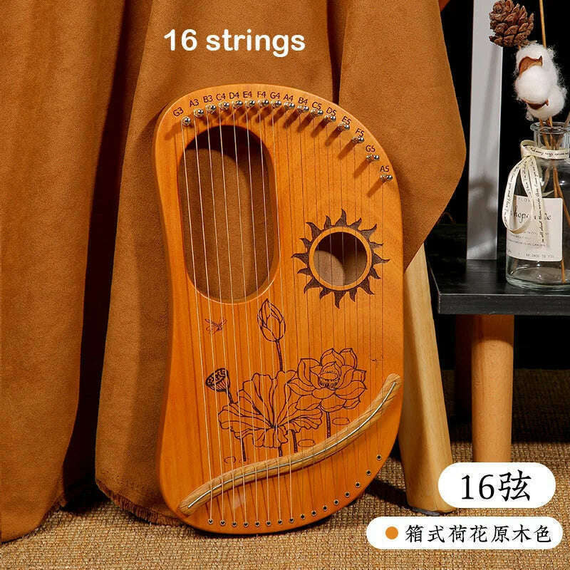 KIMLUD, Lyre Harp 10/16/19/21/24 Strings Piano Harp Lyre Harp Mahogany Stringed Musical Instrument With Tuning Wrench Spare Strings, 16 strings 4, KIMLUD APPAREL - Womens Clothes