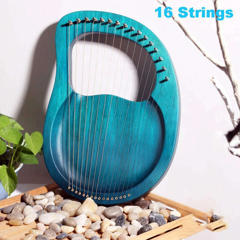 KIMLUD, Lyre Harp 10/16/19/21/24 Strings Piano Harp Lyre Harp Mahogany Stringed Musical Instrument With Tuning Wrench Spare Strings, 16 strings 5, KIMLUD APPAREL - Womens Clothes