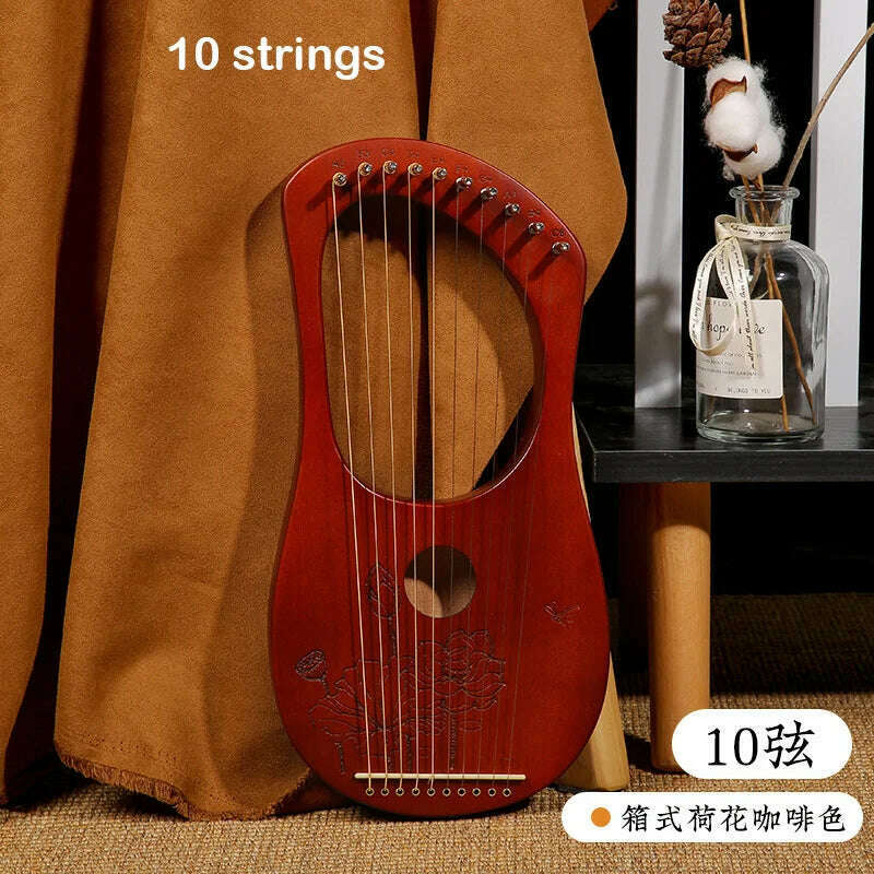 KIMLUD, Lyre Harp 10/16/19/21/24 Strings Piano Harp Lyre Harp Mahogany Stringed Musical Instrument With Tuning Wrench Spare Strings, 10 strings, KIMLUD APPAREL - Womens Clothes