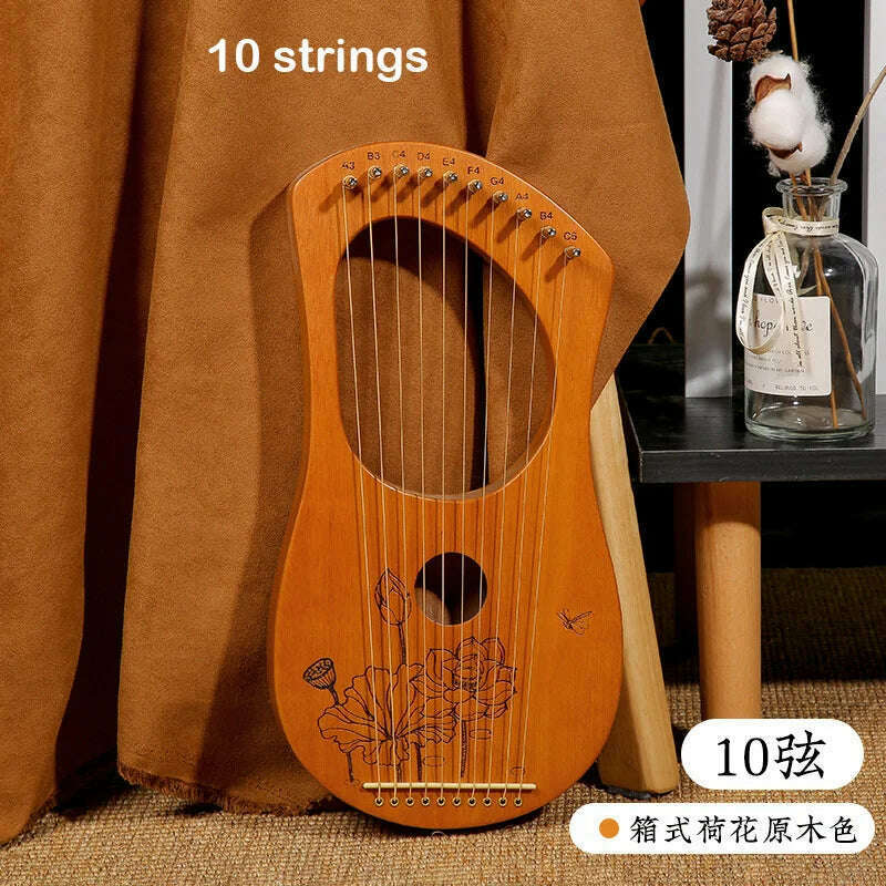 KIMLUD, Lyre Harp 10/16/19/21/24 Strings Piano Harp Lyre Harp Mahogany Stringed Musical Instrument With Tuning Wrench Spare Strings, 10 strings 1, KIMLUD APPAREL - Womens Clothes