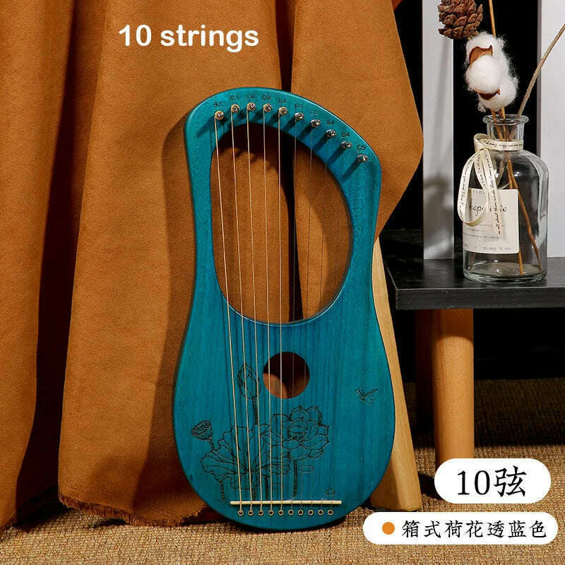 KIMLUD, Lyre Harp 10/16/19/21/24 Strings Piano Harp Lyre Harp Mahogany Stringed Musical Instrument With Tuning Wrench Spare Strings, 10 strings 2, KIMLUD APPAREL - Womens Clothes