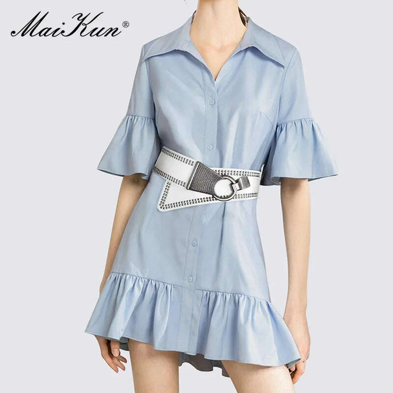 Maikun Fashion Punk Rocker Wide Belts for Women Elastic Wide European Style Women Belts Metal Round Buckle - KIMLUD