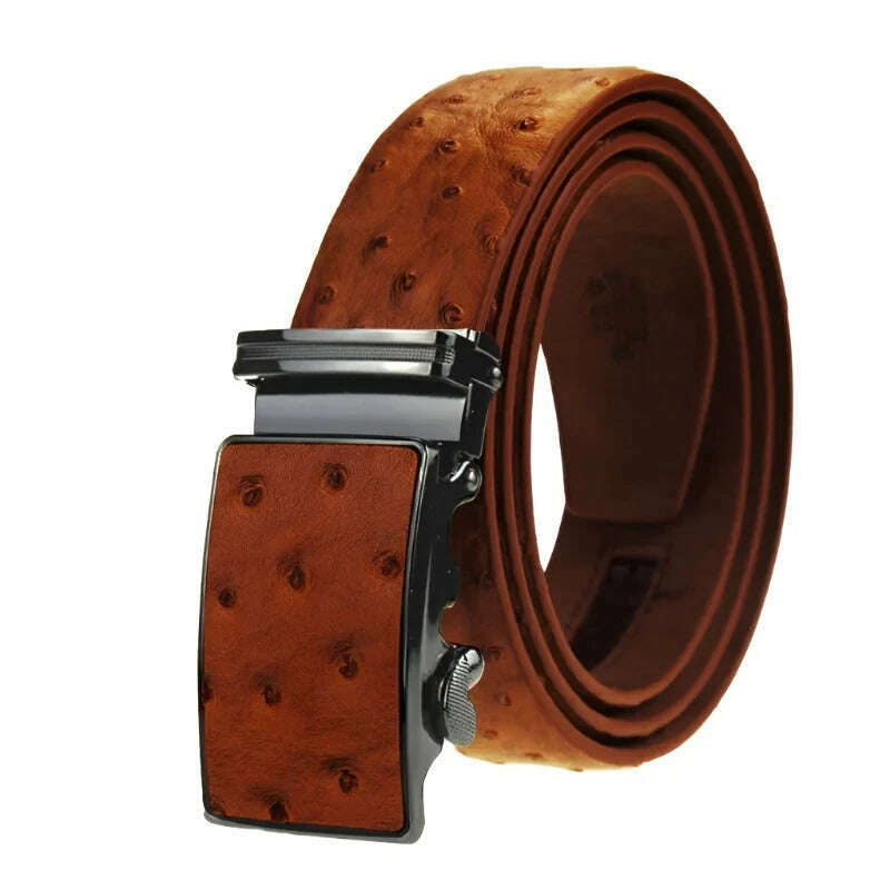 Maikun Luxury Leather Belt for Men Original Designt Ostrich Grain Automatic Buckle Belt Ceinture Homme Cinto Masculino - KIMLUD