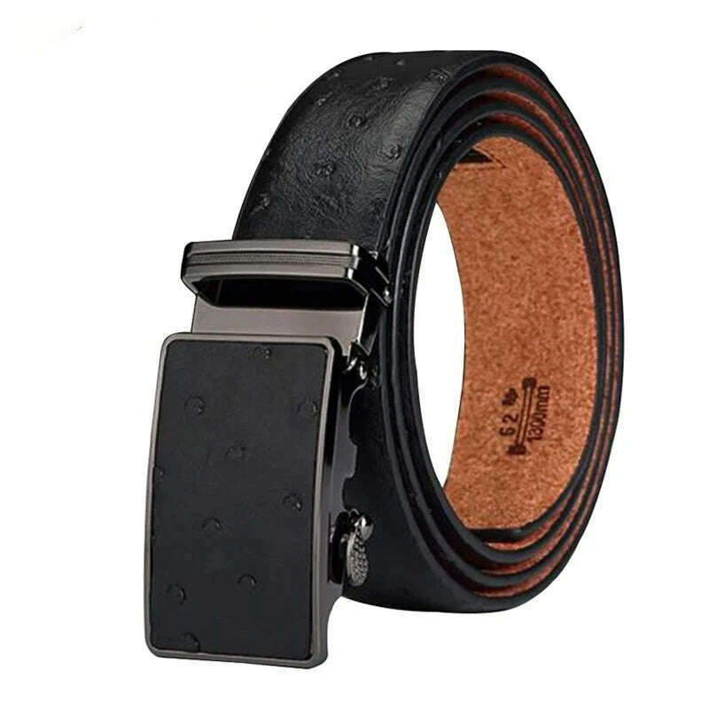 KIMLUD, Maikun Luxury Leather Belt for Men Original Designt Ostrich Grain Automatic Buckle Belt Ceinture Homme Cinto Masculino, KIMLUD Womens Clothes