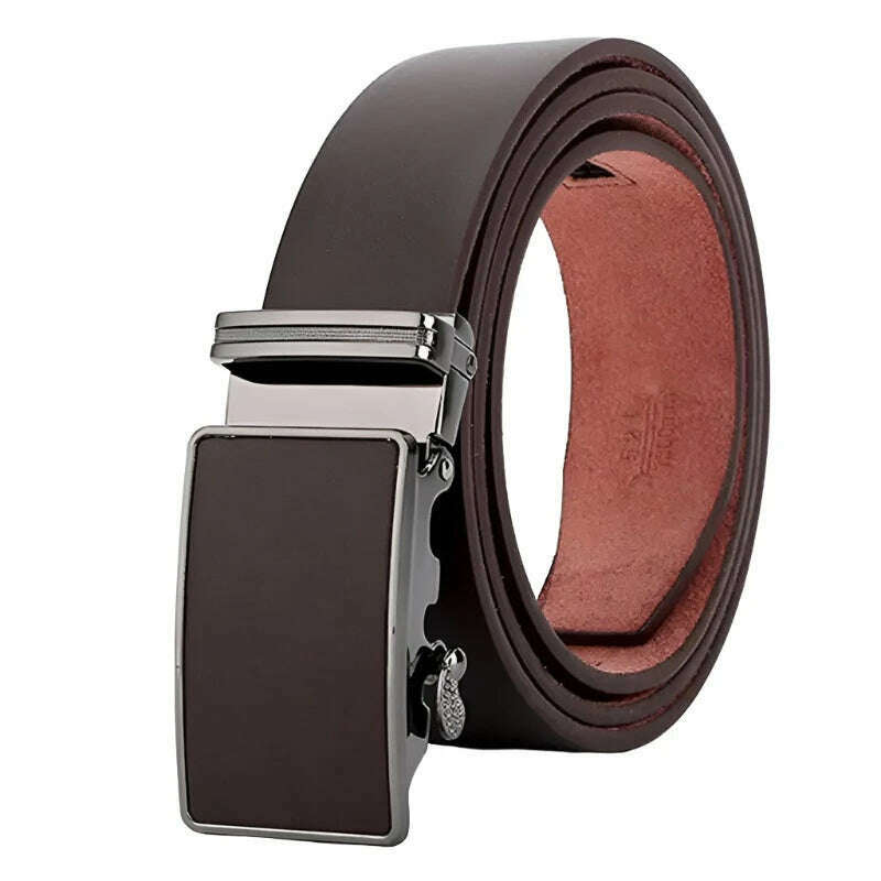 KIMLUD, Maikun Luxury Leather Belt for Men Original Designt Ostrich Grain Automatic Buckle Belt Ceinture Homme Cinto Masculino, Brown2 / 130cm, KIMLUD APPAREL - Womens Clothes