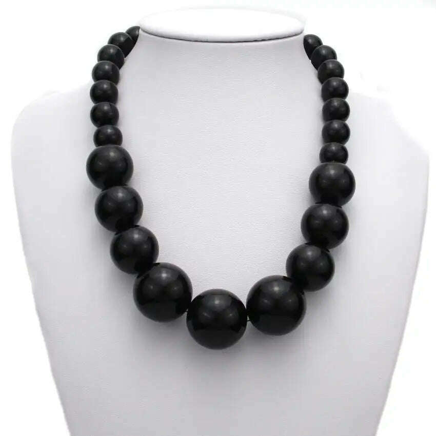 KIMLUD, MANILAI Imitation Pearl Choker Necklace For Women Big Beads Statement Necklace Jewelry Bride Party Fashion Beaded Accessories, Black Necklaces, KIMLUD APPAREL - Womens Clothes