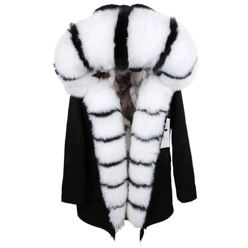 KIMLUD, MAOMAOKONG Real Big Fox Fur Coat Winter Jacket Women Natural Hooded Thick Warm Detachable Fur Liner Parkas Fashion Luxury Female, 11 / L, KIMLUD APPAREL - Womens Clothes