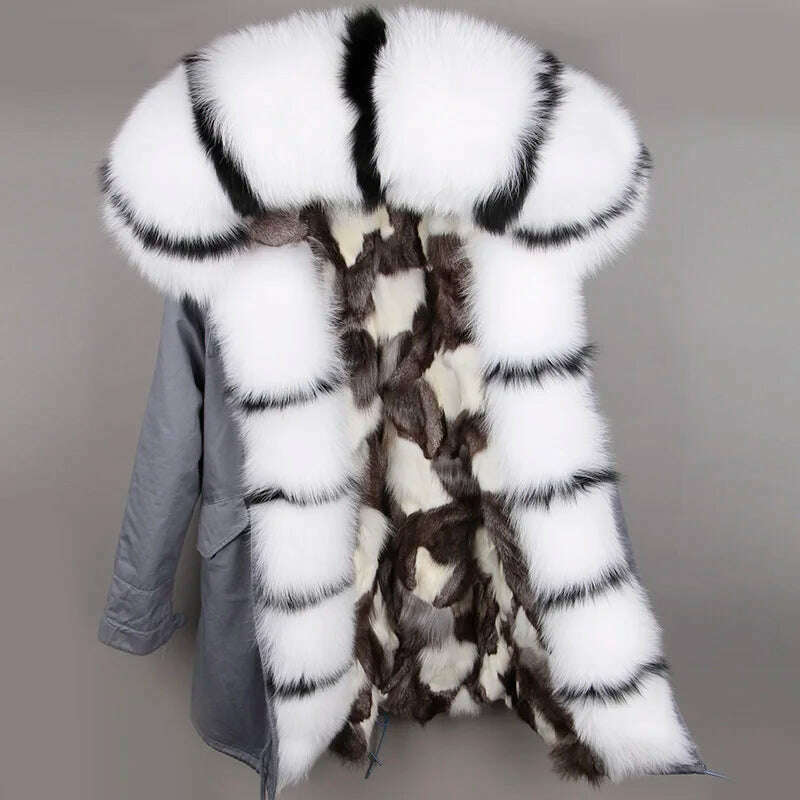 KIMLUD, MAOMAOKONG Real Big Fox Fur Coat Winter Jacket Women Natural Hooded Thick Warm Detachable Fur Liner Parkas Fashion Luxury Female, 20 / XXL, KIMLUD APPAREL - Womens Clothes