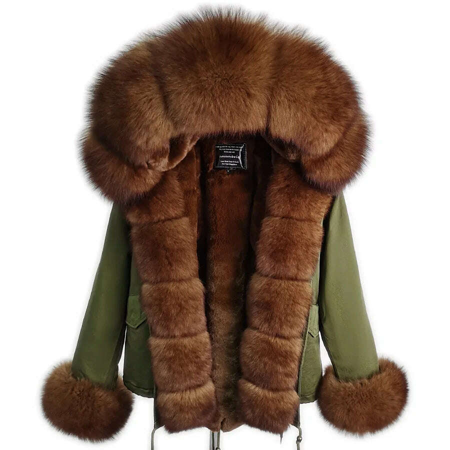 KIMLUD, MAOMAOKONG Winter Luxury Jacket Women Real Fox Fur Coat Big Natural Raccoon Fur Collar Hood Thick Warm Short Parkas Streetwear, KIMLUD Womens Clothes