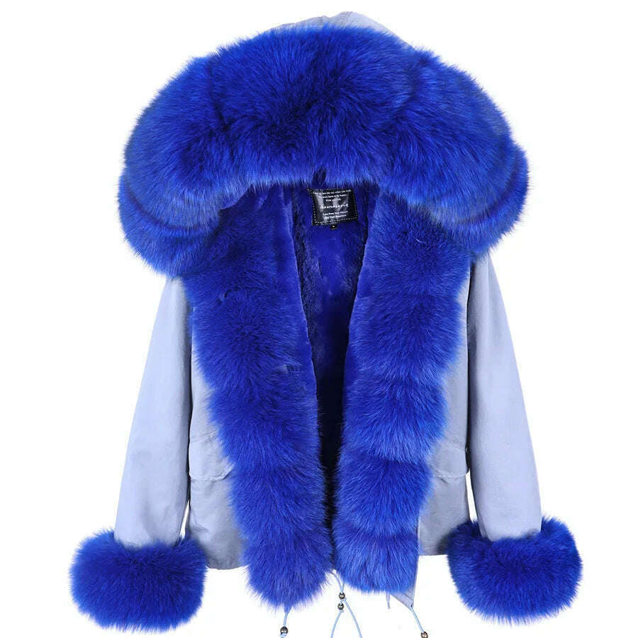 KIMLUD, MAOMAOKONG Winter Luxury Jacket Women Real Fox Fur Coat Big Natural Raccoon Fur Collar Hood Thick Warm Short Parkas Streetwear, 20 / S, KIMLUD APPAREL - Womens Clothes