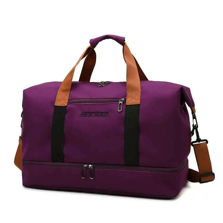 KIMLUD, MARKROYAL Fashion Travel Bags For Women Large Capacity Men's Sports bag Waterproof Female Messenger Bag Dry And Wet Dropshipping, Purple, KIMLUD APPAREL - Womens Clothes