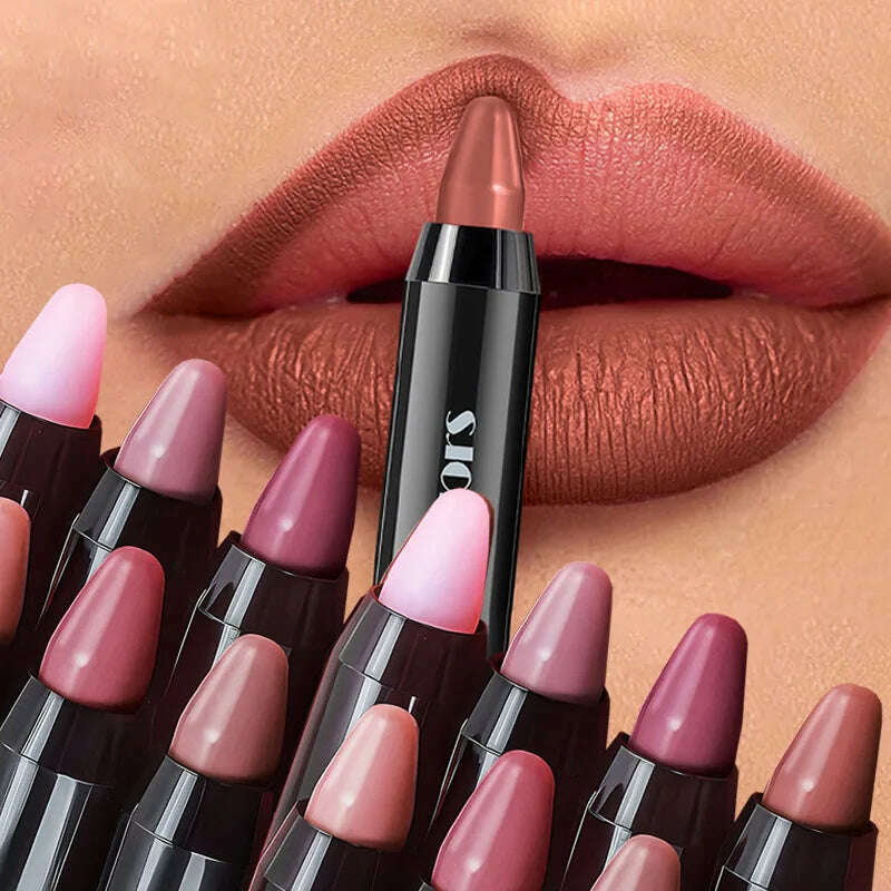 Matte Brown Lip Liner Pencil Lip Outline Contouring Lasting Waterproof Lipstick Crayon Pigments Moisturizing Lip Balm Cosmetics - KIMLUD