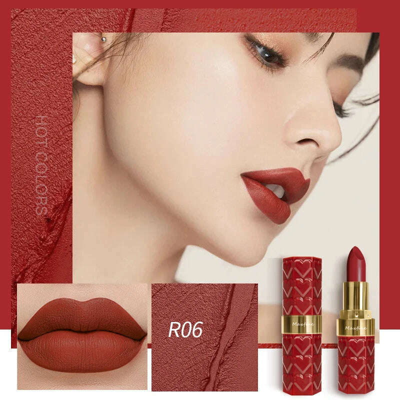 Matte Lipstick, 18-Color, Long-Lasting, Non-Stick Cup, Fade-Resistant, Velvety Texture, Luxurious Hydrating Lip Makeup For All-D - KIMLUD