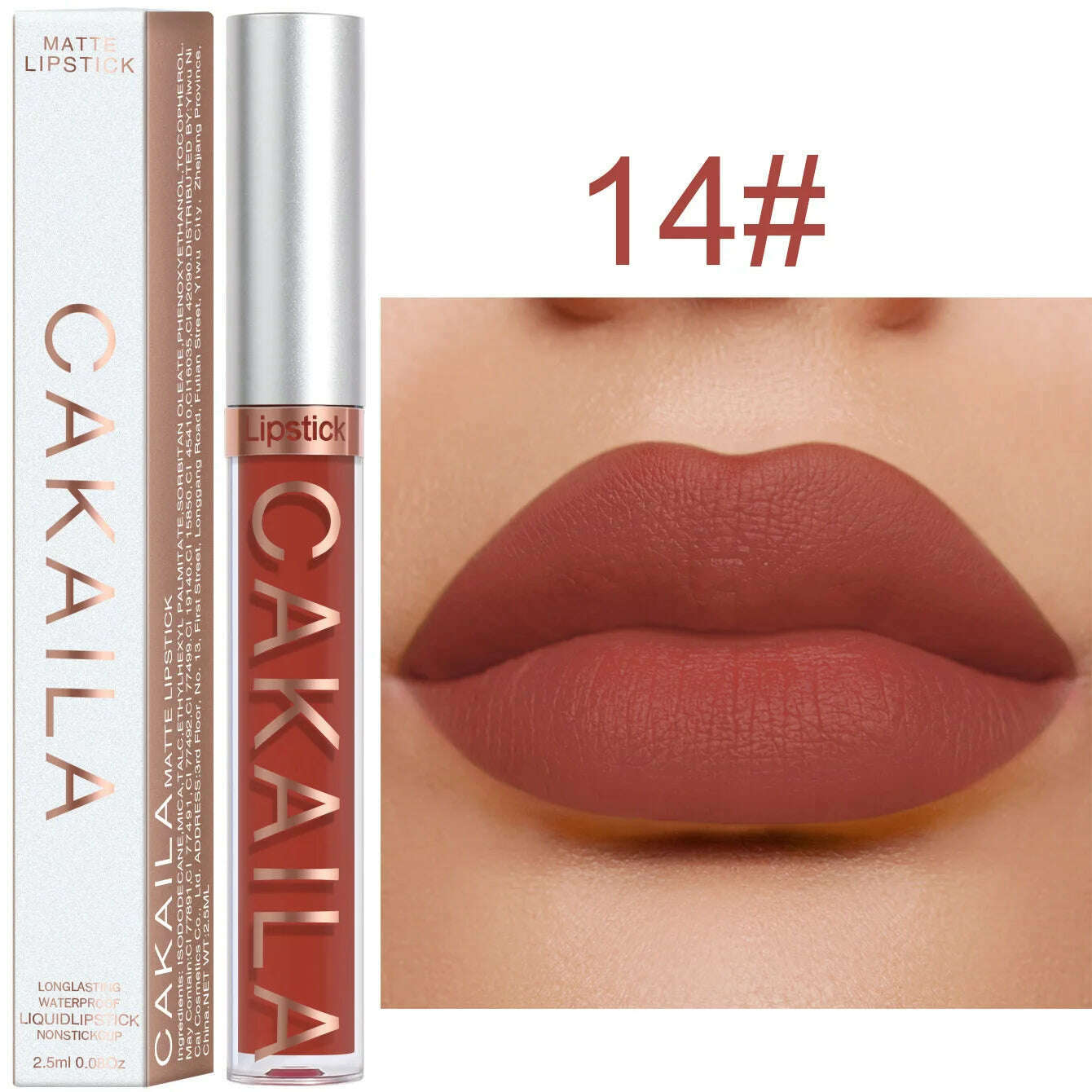 KIMLUD, Matte Nude Brown Liquid Lipstick 18 Colors Waterproof Lasting Non-stick Cup Velvet Nude Red Lip Gloss Lint Tube Makeup Cosmetics, 14, KIMLUD APPAREL - Womens Clothes