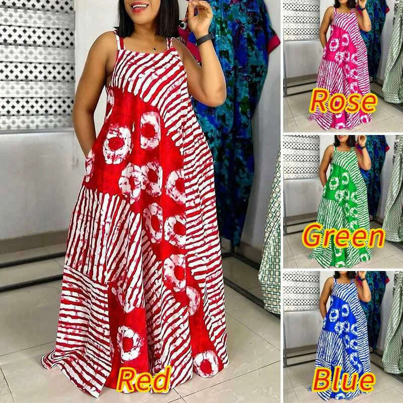 KIMLUD, Maxi Long Dress Sexy Sleeveless Bohemian Printed Party Sundress 2024 VONDA Summer Tank Vestidos Beach Loose Casual Robe Oversize, KIMLUD Womens Clothes