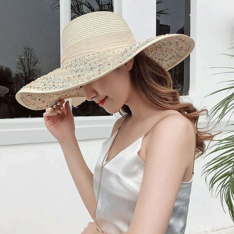 KIMLUD, MAXSITI U Summer Straw Hats Bowknot Steamer Breathable Sun Hat Women Holiday Beach Hat Sun Protection Cap Visor Hat sombreros, 1-beige, KIMLUD APPAREL - Womens Clothes