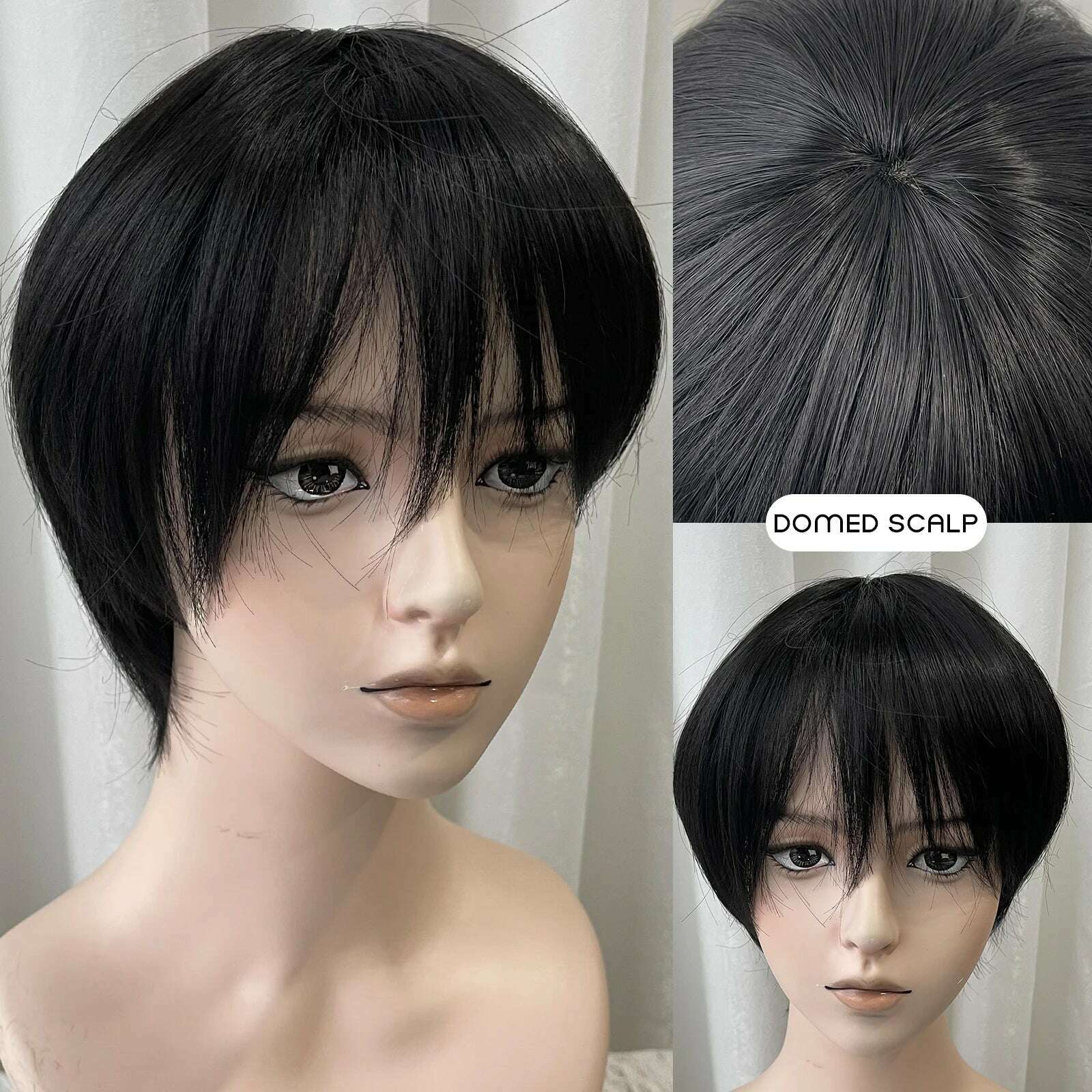 KIMLUD, MEISU 8 Inch ShortBrown Stairght Bangs Wig Mens Wig Fiber Synthetic Wig Heat-resistant Non-Glare Natural Cosplay Daily For Man, MGB-504-ZRH / CHINA / 8inches, KIMLUD APPAREL - Womens Clothes