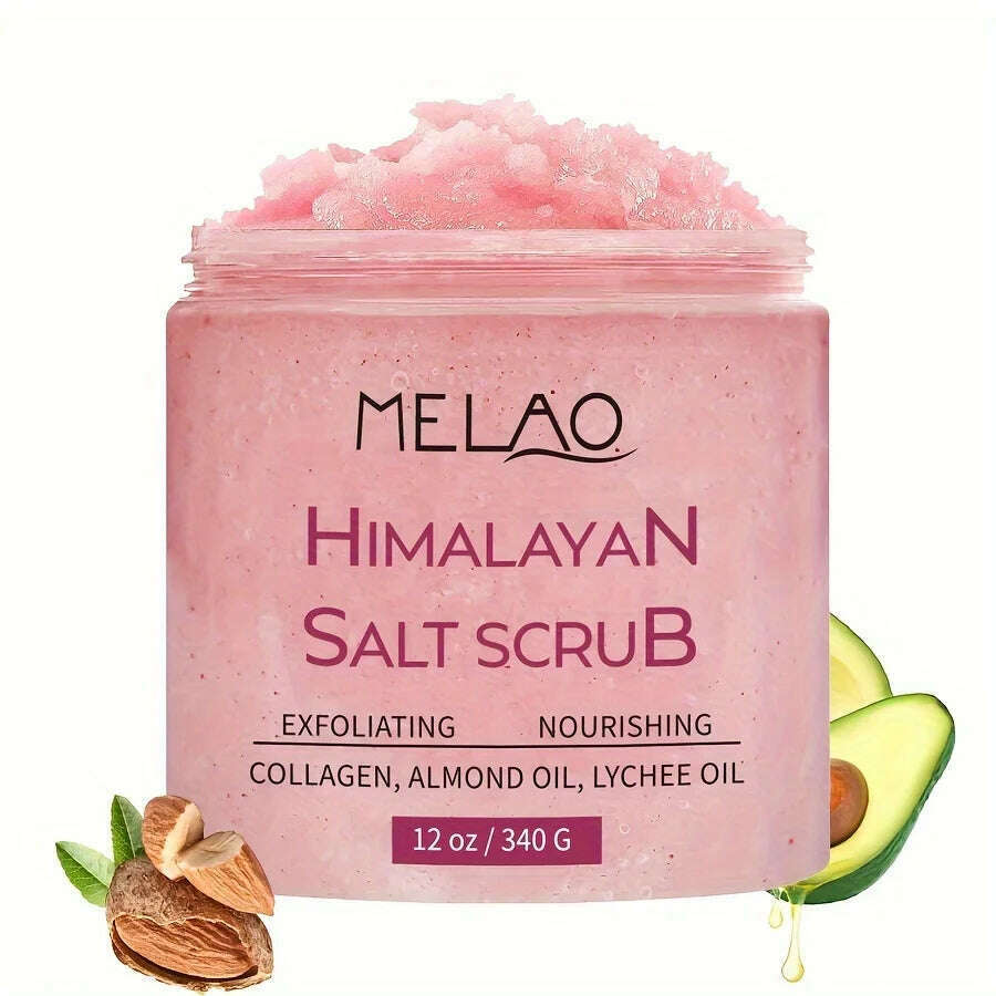 MELAO Himalayan Salt Scrub Face Foot & Body Exfoliator Infused with Collagen and Stem Cell Exfoliating Salt Body Scrub - KIMLUD