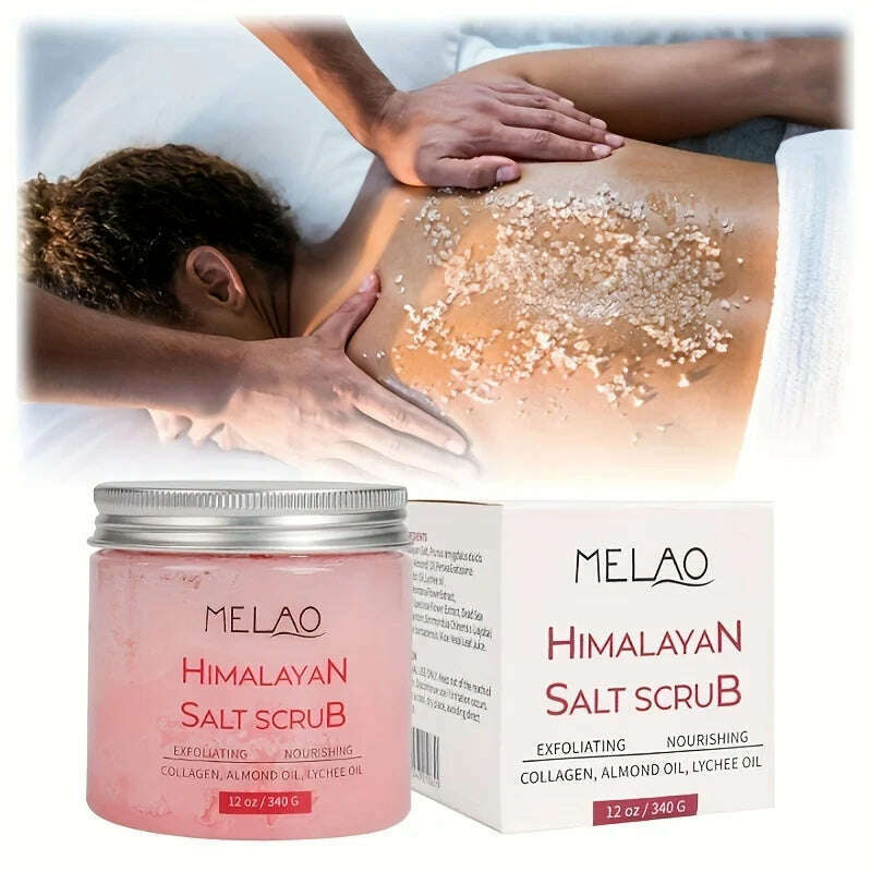 MELAO Himalayan Salt Scrub Face Foot & Body Exfoliator Infused with Collagen and Stem Cell Exfoliating Salt Body Scrub - KIMLUD