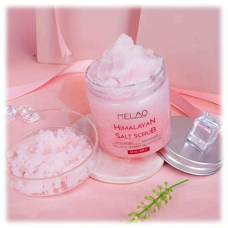 MELAO Himalayan Salt Scrub Face Foot & Body Exfoliator Infused with Collagen and Stem Cell Exfoliating Salt Body Scrub - KIMLUD