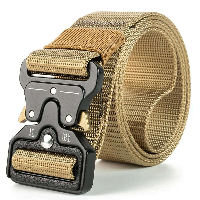 KIMLUD, Men Belt Army Outdoor Hunting Tactical Multi Function Combat Survival High Quality Marine Corps Canvas For Nylon Male Luxury, QT1 kahki / 120cm, KIMLUD APPAREL - Womens Clothes