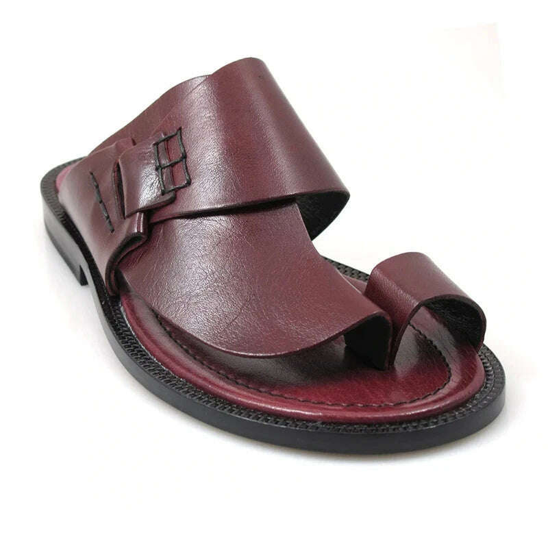 KIMLUD, Men Genuine Leather Two ways Wear Sandals Male Beach Solid Sewing Leisure Slippers Summer New Skin Friendly Wear-resistant Shoes, KIMLUD Womens Clothes