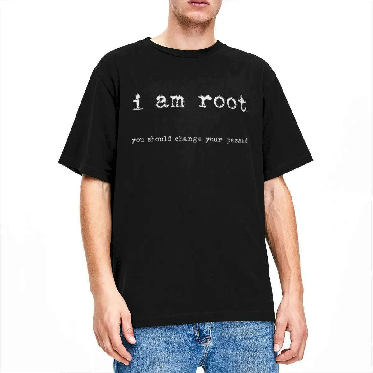 Men I Am Root Ubuntu Command Line Linux Unix Hacking T Shirts Stuff Cotton Clothes - KIMLUD